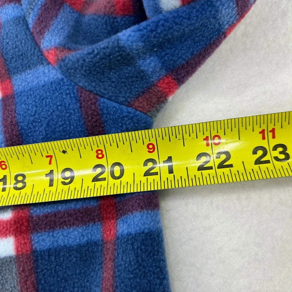Quiksilver Boys Blue Red Plaid Polar Fleece Button Down Shirt Jacket L 14/16 NWT